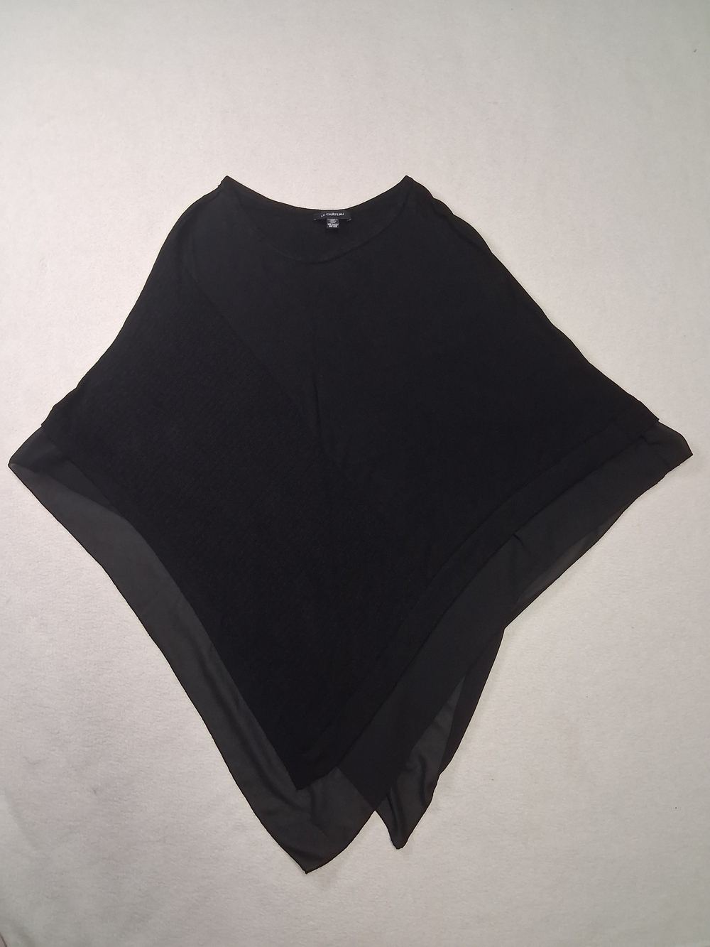 le chateau Black Sheer-Hem Poncho Sweater